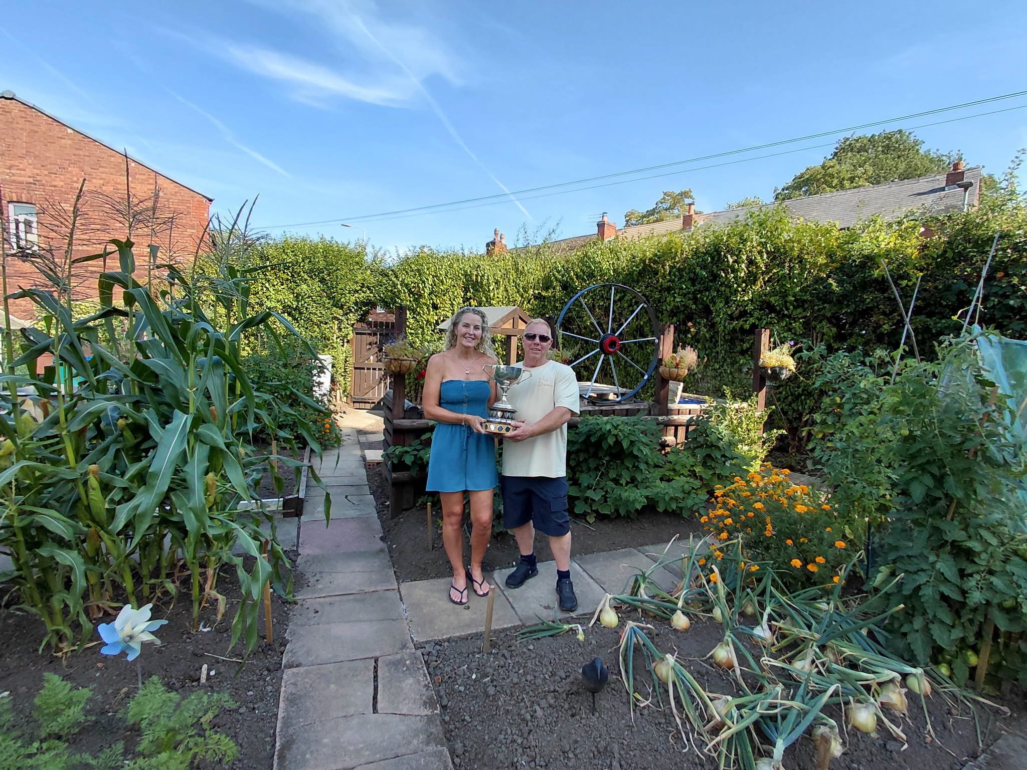 Cath and Mike in their beautiful allotment 